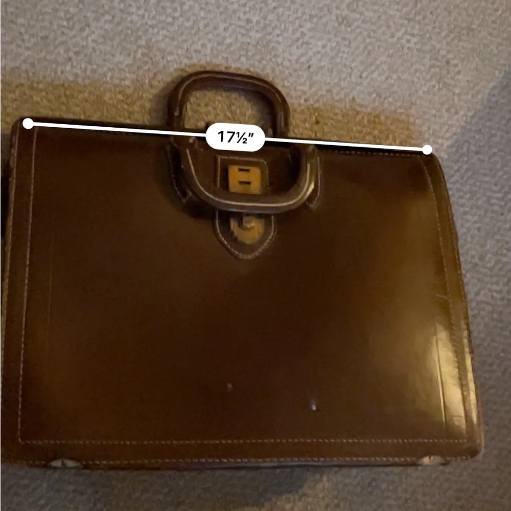 Brown Leather Briefcase with Top Handle